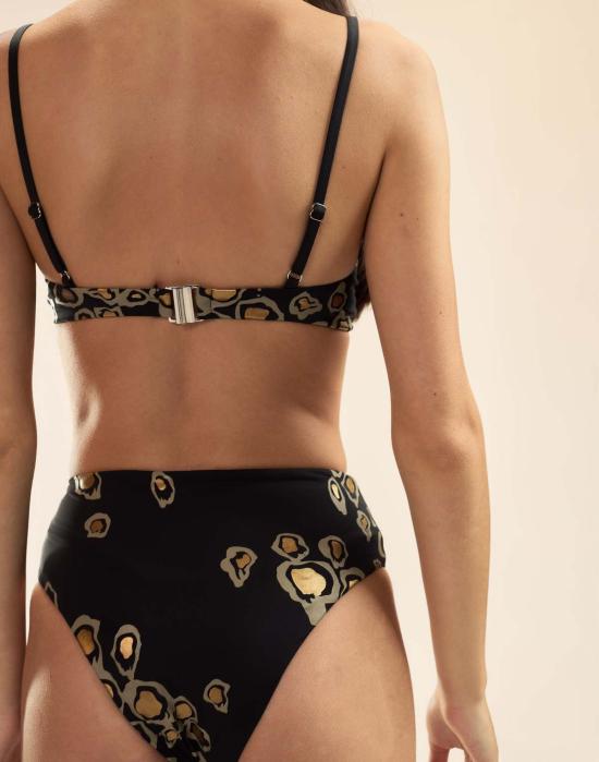  신시아 로리 비키니 수영복 신시아 로울리 아말피 하이웨이스트 비키니 바텀 블랙/골드 - CYNTHIA ROWLEY