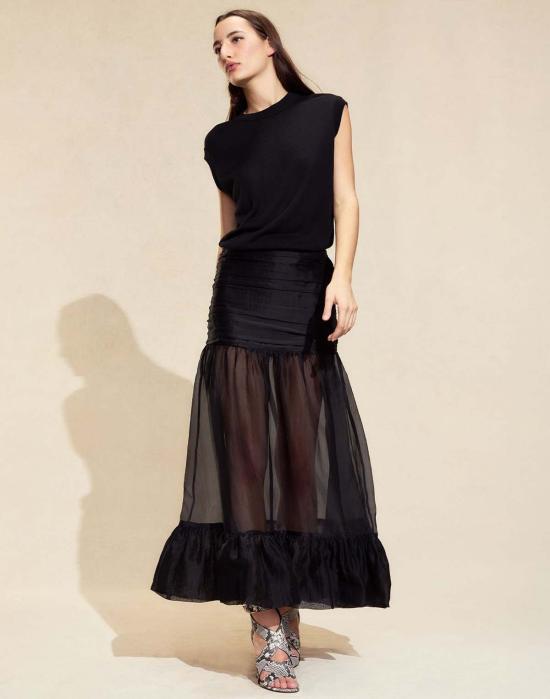  신시아 로리 롱 스커트 신시아 로울리 세라피나 실크 스커트 블랙 - CYNTHIA ROWLEY