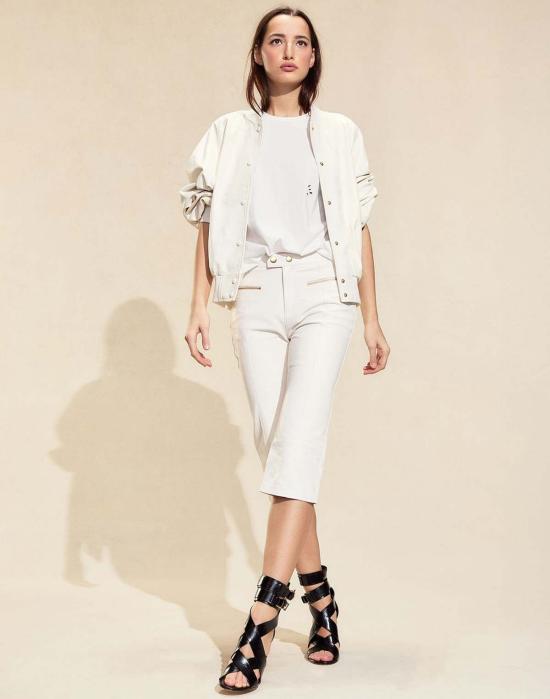  신시아 로리 봄버 자켓 신시아 로울리 다운타운 레더 봄버 재킷 오프 화이트 - CYNTHIA ROWLEY