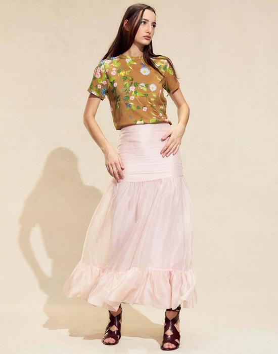  신시아 로리 롱 스커트 신시아 로울리 세라피나 실크 스커트 블러쉬 핑크 - CYNTHIA ROWLEY