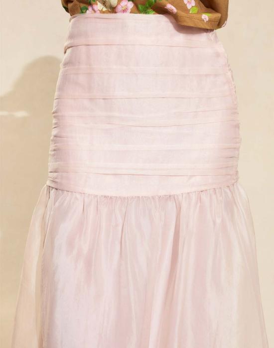  신시아 로리 롱 스커트 신시아 로울리 세라피나 실크 스커트 블러쉬 핑크 - CYNTHIA ROWLEY