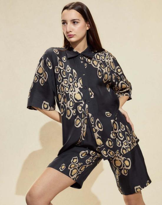  신시아 로리 숏팬츠 신시아 로울리 아말피 골드 포일 반바지 블랙/골드 - CYNTHIA ROWLEY