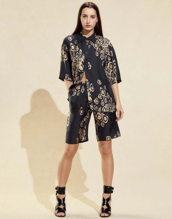  신시아 로리 숏팬츠 신시아 로울리 아말피 골드 포일 반바지 블랙/골드 - CYNTHIA ROWLEY