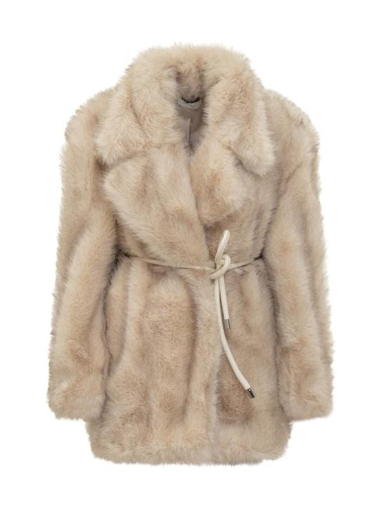 25FW 스포트막스 Rosaria 로사리아 퍼 이펙트 벨티드 헤비 자켓 2522906012600 003 Beige