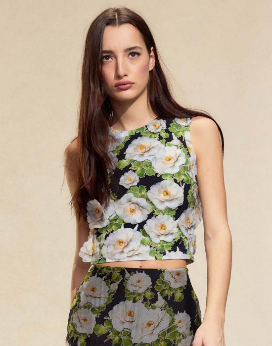  신시아 로리 블라우스 신시아 로울리 코넬리아 플라워 아플리케 탑 블랙 플로럴