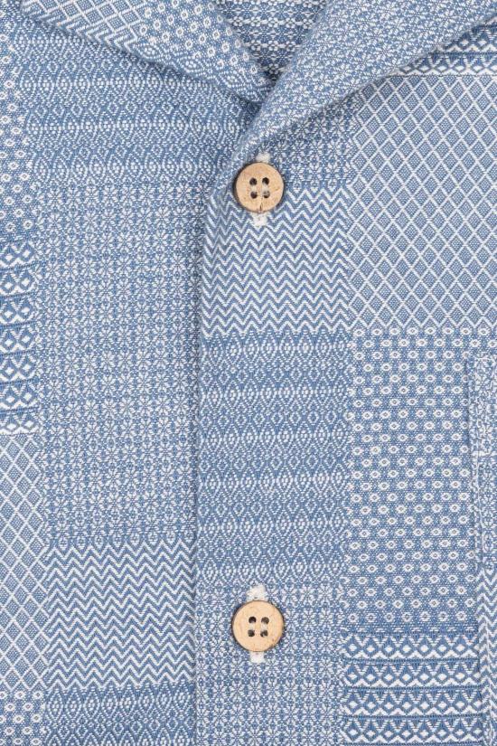  네이키드 & 페이머스 반팔 셔츠 네이키드 앤 페이머스 알로하  옅은 파란색 도비 패치워크 - NAKED & FAMOUS