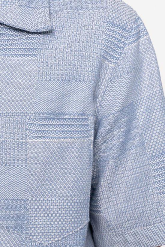  네이키드 & 페이머스 반팔 셔츠 네이키드 앤 페이머스 알로하  옅은 파란색 도비 패치워크 - NAKED & FAMOUS