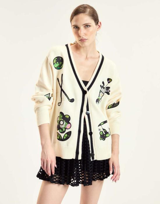  신시아 로리 가디건 신시아 로울리 패치워크 카디건 클라우드 화이트