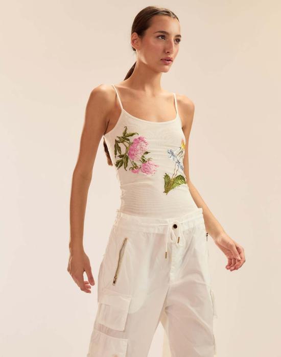  신시아 로리 블라우스 신시아 로울리 야생화 자수 쉘 탑 화이트 - CYNTHIA ROWLEY