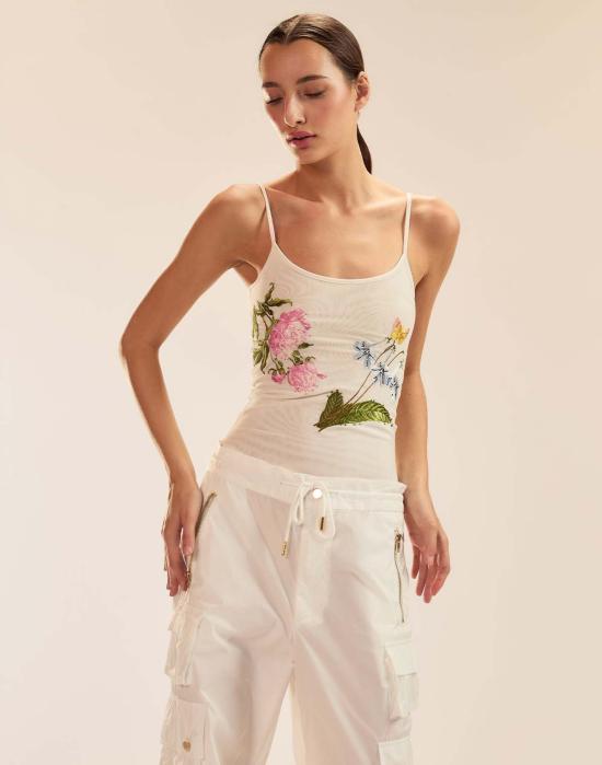  신시아 로리 블라우스 신시아 로울리 야생화 자수 쉘 탑 화이트 - CYNTHIA ROWLEY
