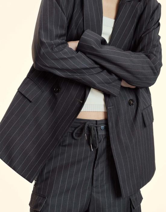  신시아 로리 수트 자켓 신시아 로울리 핀스트라이프 블레이저 헤더 그레이 - CYNTHIA ROWLEY