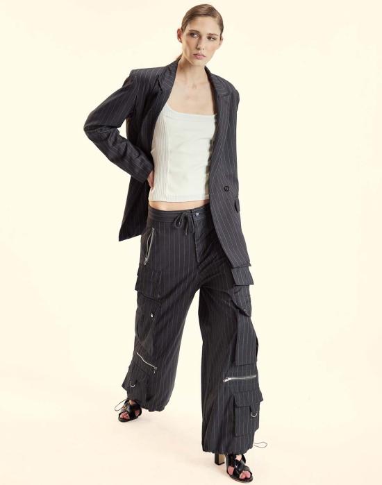  신시아 로리 수트 자켓 신시아 로울리 핀스트라이프 블레이저 헤더 그레이 - CYNTHIA ROWLEY