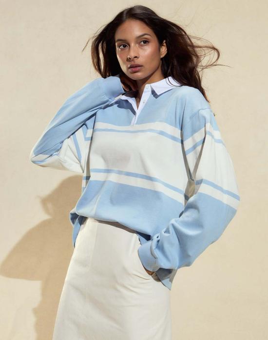  신시아 로리 반팔 티셔츠 신시아 로울리 아르디 스트라이프 럭비 셔츠 블루/화이트 - CYNTHIA ROWLEY