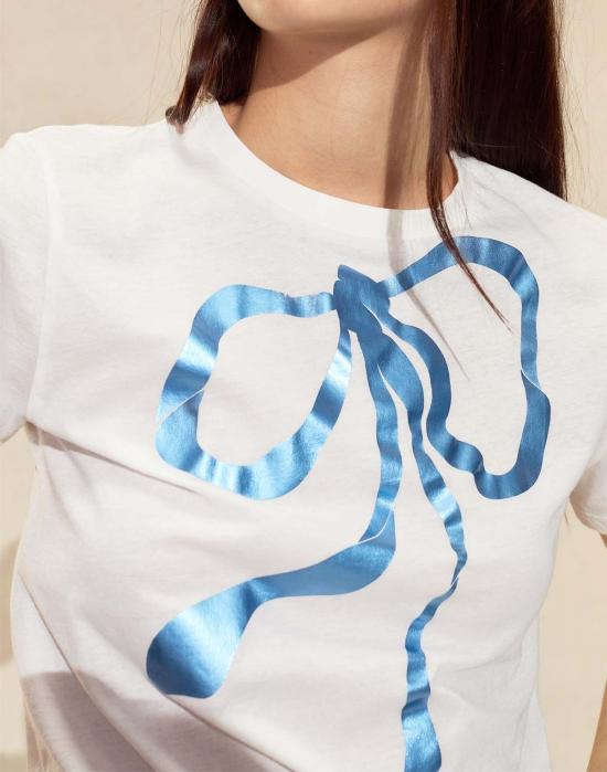  신시아 로리 반팔 티셔츠 신시아 로울리 메탈릭 보우 티셔츠 Wtblu - CYNTHIA ROWLEY