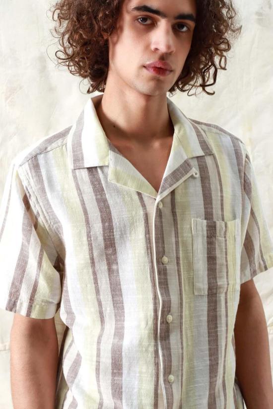  Far Afield 반팔 셔츠 Selleck  브라운/옐로우 - FAR AFIELD