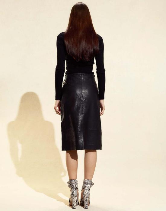  신시아 로리 미디 스커트 신시아 로울리 더 런던 레더  블랙 - CYNTHIA ROWLEY