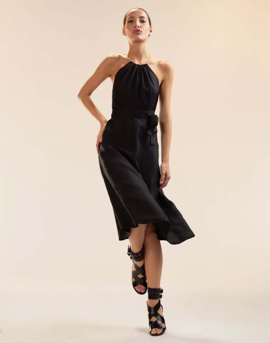  신시아 로리 미디 원피스 신시아 로울리 탈리타 실크 랩 드레스 블랙 - CYNTHIA ROWLEY