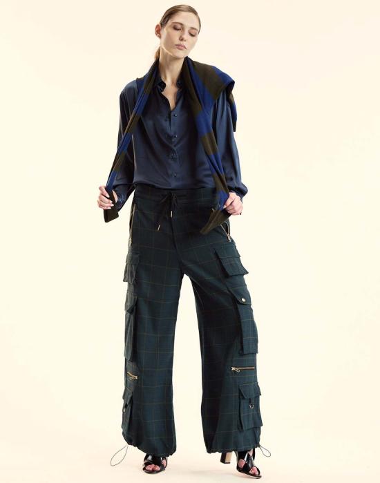  신시아 로리 스트레이트 팬츠 신시아 로울리 플레드 카고 팬츠 그린 플레드