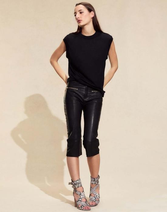  신시아 로리 크롭 팬츠 신시아 로울리 다운타운 레더 카프리 블랙 - CYNTHIA ROWLEY