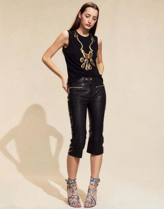  신시아 로리 크롭 팬츠 신시아 로울리 다운타운 레더 카프리 블랙 - CYNTHIA ROWLEY