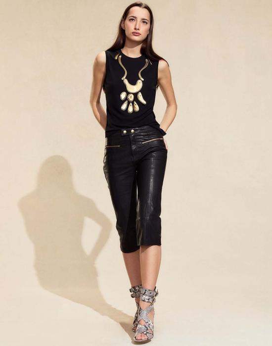  신시아 로리 크롭 팬츠 신시아 로울리 다운타운 레더 카프리 블랙 - CYNTHIA ROWLEY