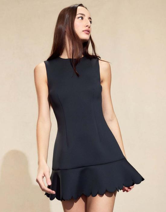  신시아 로리 숏 원피스 신시아 로울리 엘라 본디드 스캘럽 플라운스 드레스 블랙