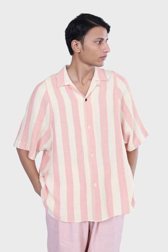  Kardo 반팔 셔츠 카르도 유스케  초월 핑크 스트라이프