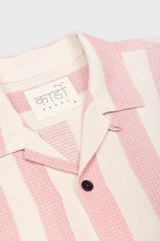  Kardo 반팔 셔츠 카르도 유스케  초월 핑크 스트라이프 - OTHER BRANDS