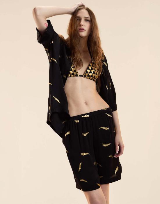  신시아 로리 셔츠 신시아 로울리 라이트 애즈 어 페더 캠프 셔츠 블랙 - CYNTHIA ROWLEY