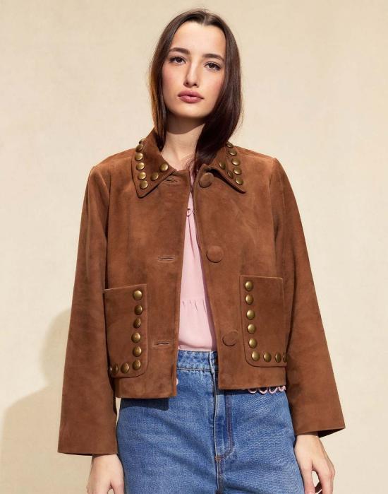  신시아 로리 무스탕 신시아 로울리 스터드 스웨이드 재킷 브라운 - CYNTHIA ROWLEY