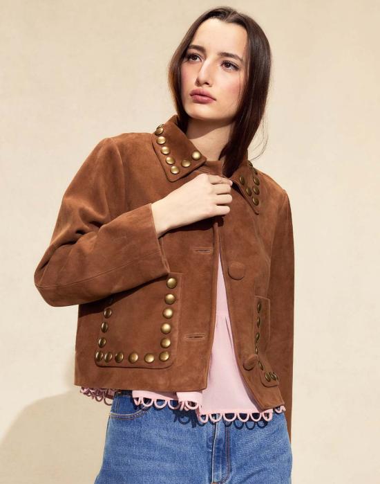  신시아 로리 무스탕 신시아 로울리 스터드 스웨이드 재킷 브라운 - CYNTHIA ROWLEY