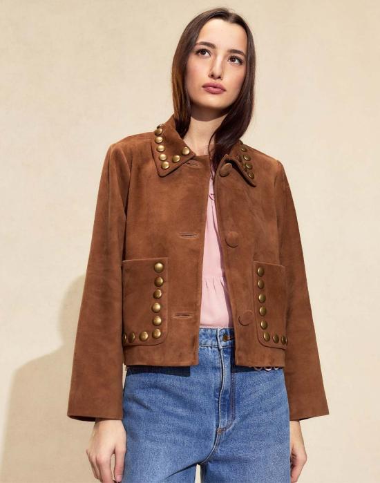  신시아 로리 무스탕 신시아 로울리 스터드 스웨이드 재킷 브라운 - CYNTHIA ROWLEY