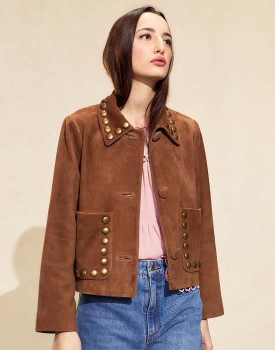  신시아 로리 무스탕 신시아 로울리 스터드 스웨이드 재킷 브라운 - CYNTHIA ROWLEY