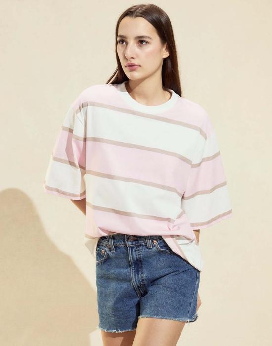 신시아 로리 반팔 티셔츠 신시아 로울리 말리부 스트라이프 티셔츠 핑크/화이트