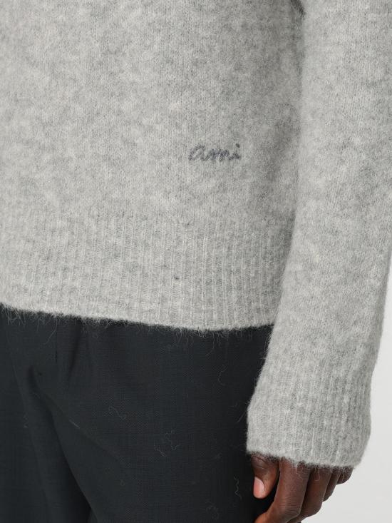 25FW 아미 알파카 아미 롱 슬리브 폴로 스웨터 HPL405KN0021 050 Grey - AMI