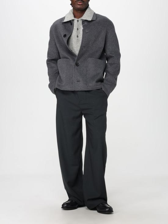 25FW 아미 알파카 아미 롱 슬리브 폴로 스웨터 HPL405KN0021 050 Grey - AMI