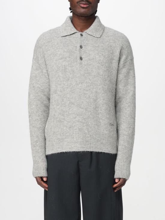 25FW 아미 알파카 아미 롱 슬리브 폴로 스웨터 HPL405KN0021 050 Grey