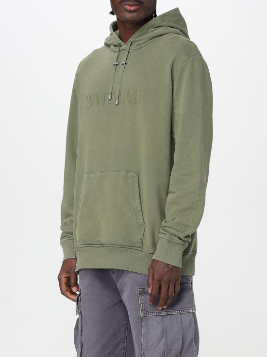 25FW 발망 긴팔 티셔츠 FH1JT047BC72 UIA Kaki - BALMAIN