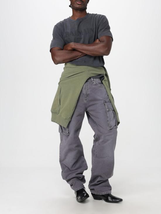 25FW 발망 긴팔 티셔츠 FH1JT047BC72 UIA Kaki - BALMAIN