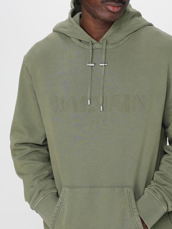 25FW 발망 긴팔 티셔츠 FH1JT047BC72 UIA Kaki - BALMAIN