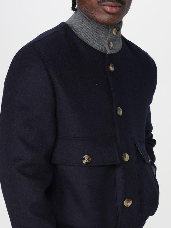 25FW 브루넬로 쿠치넬리 울 플라넬 봄버 자켓 MY4966559 CSI79 Blue - BRUNELLO CUCINELLI