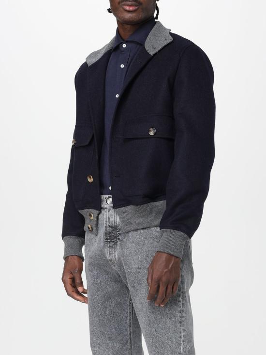 25FW 브루넬로 쿠치넬리 울 플라넬 봄버 자켓 MY4966559 CSI79 Blue - BRUNELLO CUCINELLI