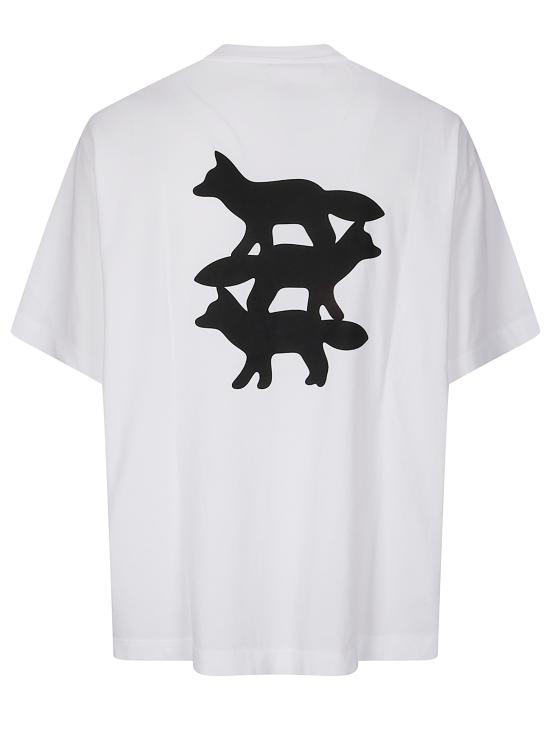 25FW 메종키츠네 스턴트 폭스 오버사이즈 티셔츠 PM00103KJ0119 P100 WHITE - MAISON KITSUNE