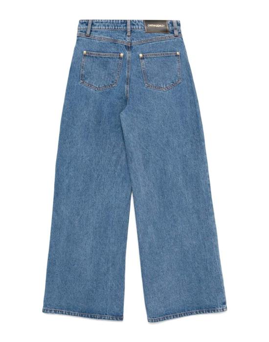  신시아 로리 데님 팬츠 신시아 로울리 자수 와이드 레그 진 블루 멀티 - CYNTHIA ROWLEY