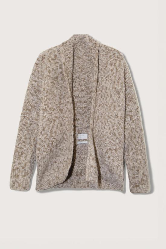  로렌 마누지안 가디건 핸드니트 페인트 코쿤 스웨터 토바코