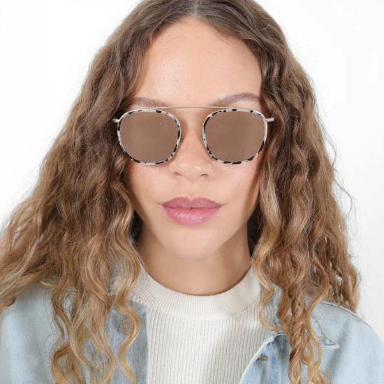  일레스테바 안경 미코노스 에이스 선글라스 화이트 토토이즈/골드 미러 렌즈 - ILLESTEVA