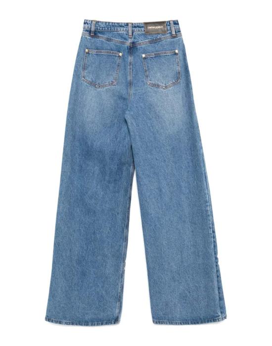  신시아 로리 데님 팬츠 신시아 로울리 자수 와이드 레그 진 다크 워시 - CYNTHIA ROWLEY