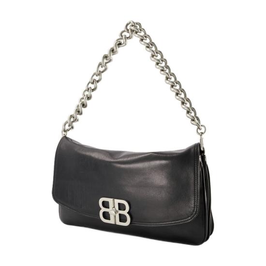  발렌시아가 BB 로고 플랫 숄더백 748596 2AAI4 1000 black - BALENCIAGA