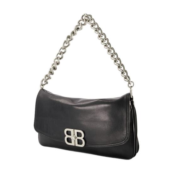  발렌시아가 BB 로고 플랫 숄더백 748596 2AAI4 1000 BLACK - BALENCIAGA