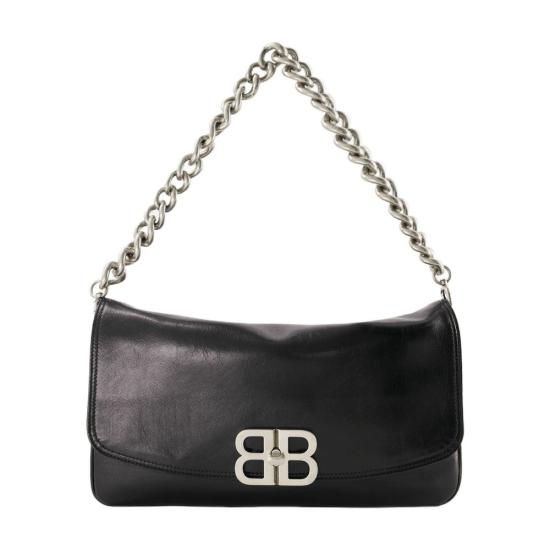 발렌시아가 BB 로고 플랫 숄더백 748596 2AAI4 1000 BLACK